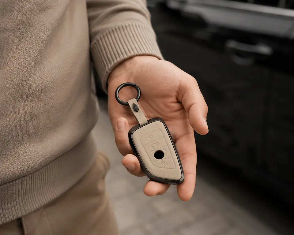 BMW Key Cover — Premium Leather Beige  3