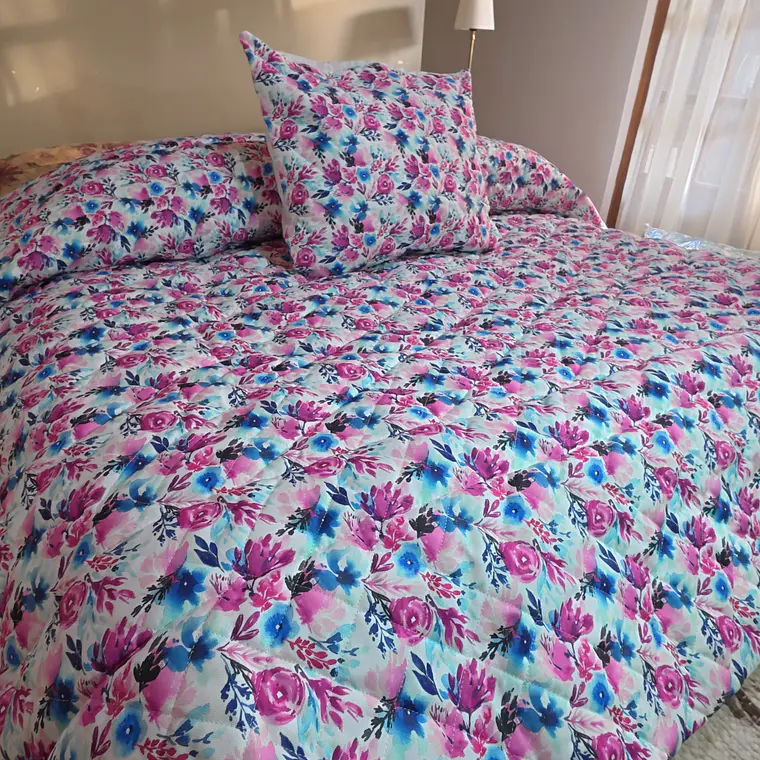 Plumón Flores Lana de Oveja Premium 1.5 Plazas  1