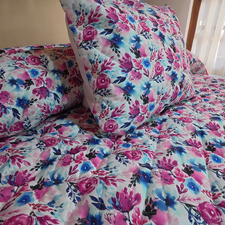 Plumón Flores Lana de Oveja Premium 1.5 Plazas  2