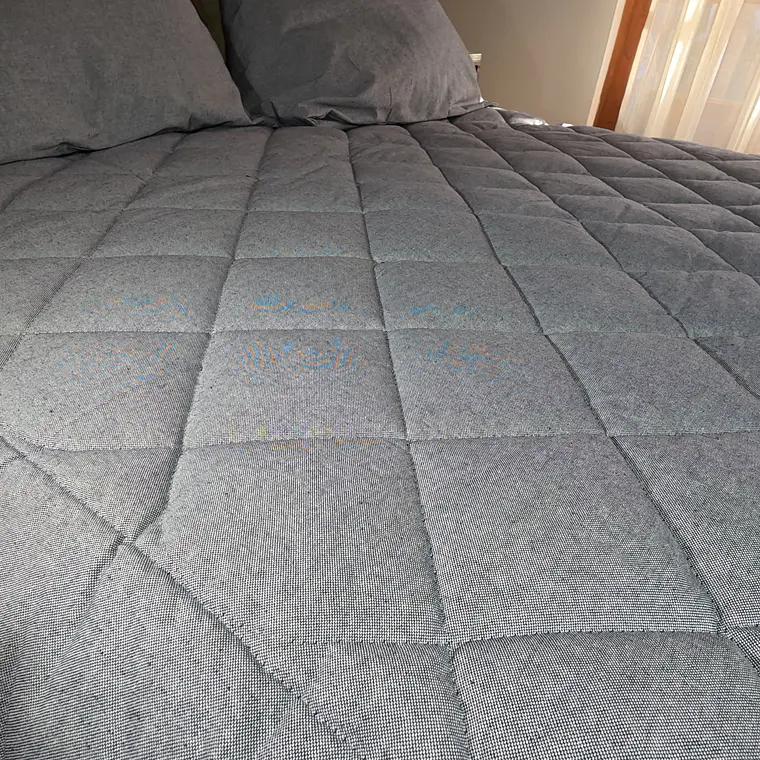 Plumón Lino Azul Jeans Lana de Oveja Premium  3