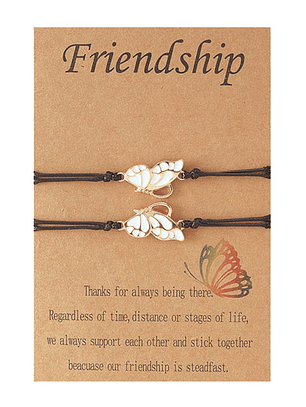 Pulseras lazo trenzado ajustable de mariposas para mejores amigos BFF