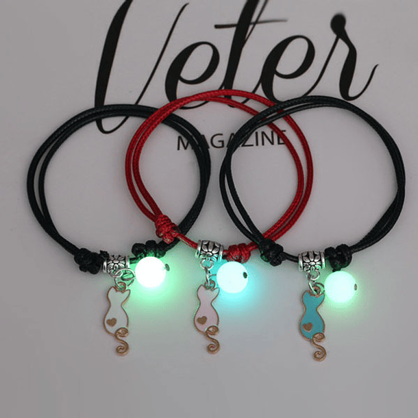 Pulseras luminosa con lazo ajustable Estrellas, lunas, gatos, corazones y más para mejores amigos BFF 4