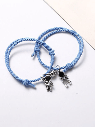 Pulseras lazo elástico con imán de astronauta y estrella para parejas