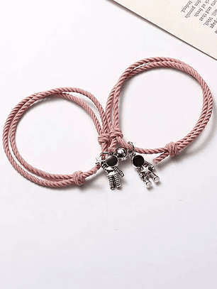Pulseras lazo elástico con imán de astronauta y estrella para parejas