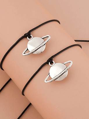 Pulseras lazo ajustable de planeta cósmico para parejas y amigos BFF