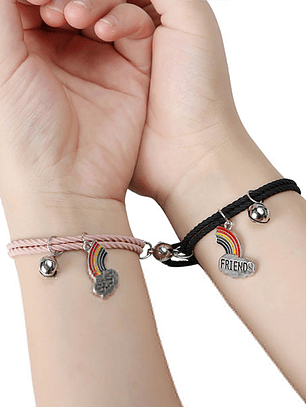 Pulseras lazo elástico ajustable con imán de arcoíris para amigos BFF