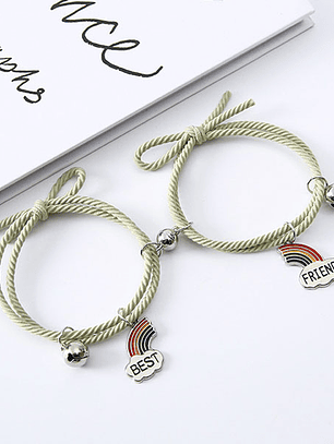 Pulseras lazo elástico ajustable con imán de arcoíris para amigos BFF