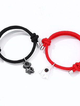 Pulseras lazo ajustable, astronauta y nave para parejas y amigos BFF
