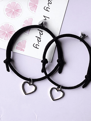Pulseras lazo ajustable con imán, silueta de estrella, luna, corazón para pareja y amigas BFF