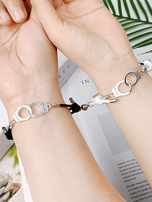 Pulseras lazo ajustable con imán, esposas policiales grilletes para pareja y amigas BFF