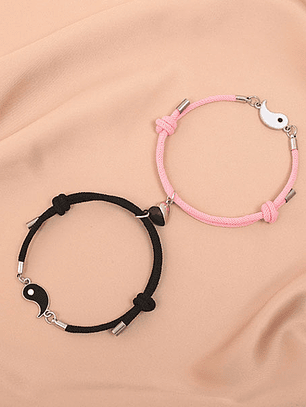 Pulseras lazo ajustable con imán, Yin Yang tai chi para parejas y amigas BFF