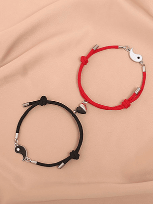 Pulseras lazo ajustable con imán, Yin Yang tai chi para parejas y amigas BFF