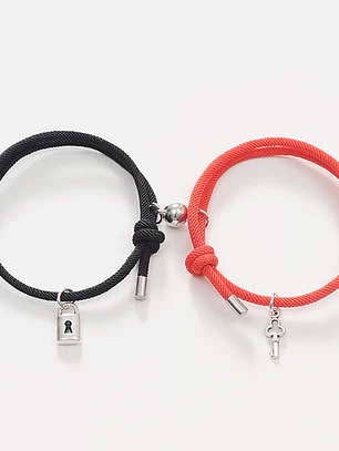Pulseras para Parejas de Corazón y Candado
