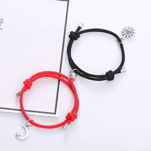 Pulsera lazo ajustable luna y sol con imán para parejas y amigos BFF 3