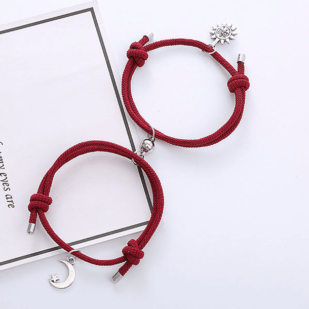 Pulsera lazo ajustable luna y sol con imán para parejas y amigos BFF 7