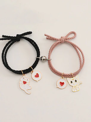 Pulseras para Parejas de Gatos Kawaii Magnéticos