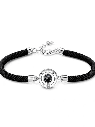 Pulseras lazo trenzado ajustable con dije proyector de te amo en 100 idiomas para parejas