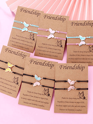 Pulseras lazo ajustable mariposas de colores para mejores amigas BFF