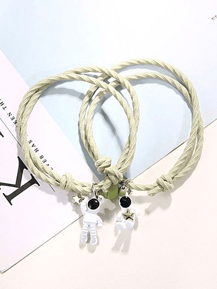 Pulsera lazo ajustable elástico astronautas tomando las estrellas con imán de color para parejas