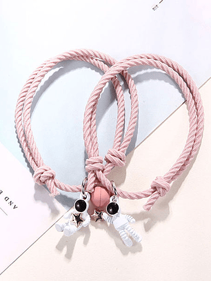 Pulsera lazo ajustable elástico astronautas tomando las estrellas con imán de color para parejas