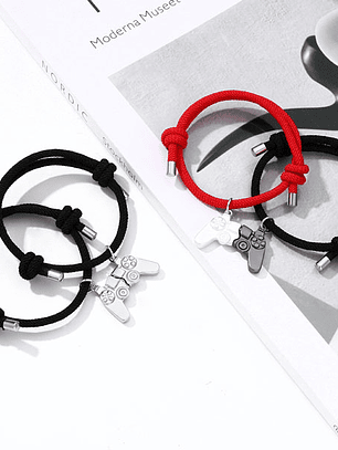 Pulseras lazo ajustable con imán, mando de videojuegos joystick playstation para parejas