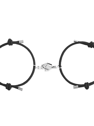 Pulseras lazo ajustable con iman de manos entrelazadas para parejas y amigos bff