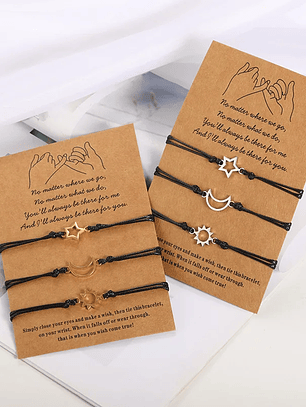 Pulsera lazo ajustable corazón y siluetas de mamá e hijas