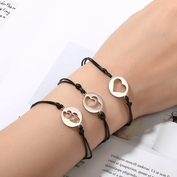 Pulsera lazo ajustable corazón y siluetas de mamá e hijas 4