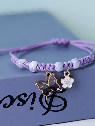 Pulseras lazo ajustable pines de mariposas parejas y amigas bff