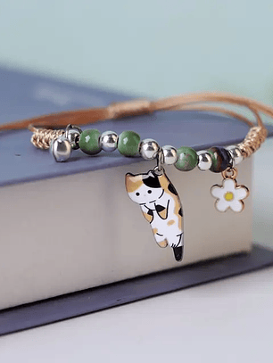 Pulseras lazo ajustable pines de gatos kwai parejas y amigas bff