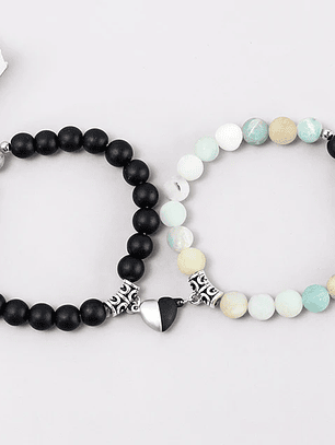 Pulseras lazo ajustable  con imán de corazón minimalista para parejas en neopreno