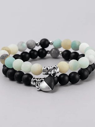 Pulseras lazo ajustable  con imán de corazón minimalista para parejas en neopreno