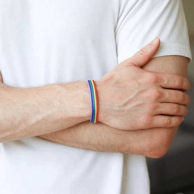 Pulseras trenzadas de arcoíris tejidas para hombres y mujeres LGBT parejas y amigas