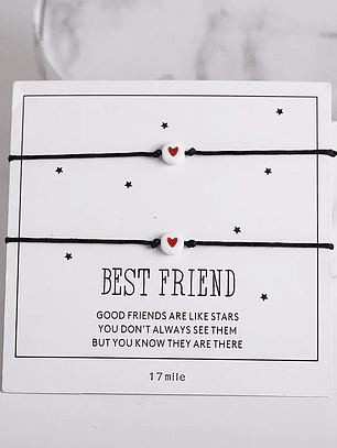 Pulseras lazo ajustable corazón minimalista parejas y amigas bff