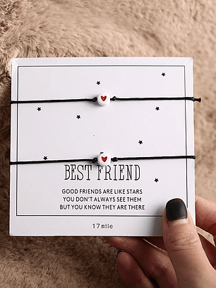 Pulseras lazo ajustable corazón minimalista parejas y amigas bff