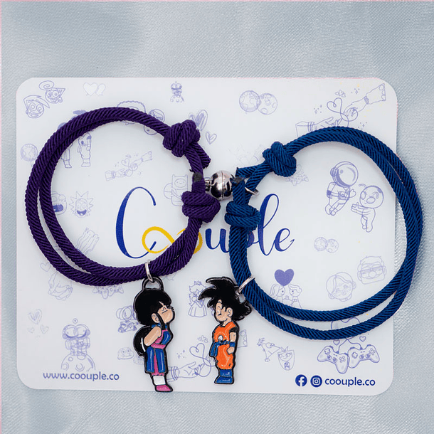 Pulseras lazo ajustable con imán de Goku y Milk para parejas 4