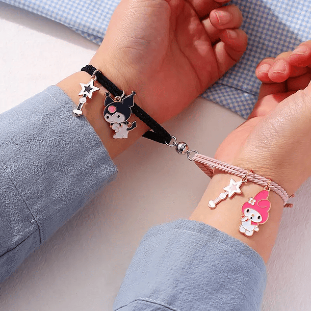 Pulseras lazo ajustable kuromy melody estrella magnético parejas y amigas bff 1