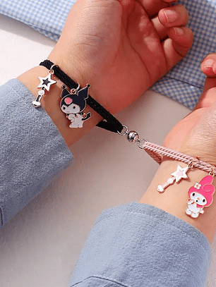 Pulseras lazo ajustable kuromy melody estrella magnético parejas y amigas bff