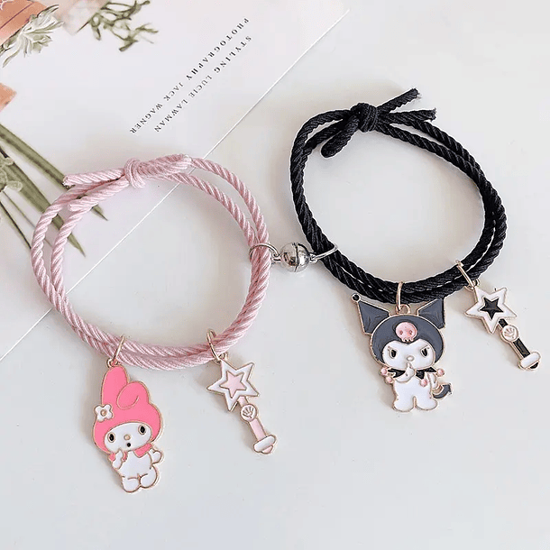 Pulseras lazo ajustable kuromy melody estrella magnético parejas y amigas bff 3