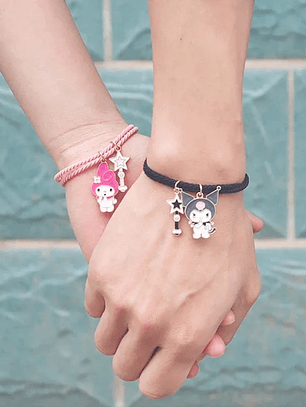 Pulseras lazo ajustable kuromy melody estrella magnético parejas y amigas bff