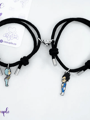 Pulseras lazo ajustable con imán de vegeta y bulma para parejas