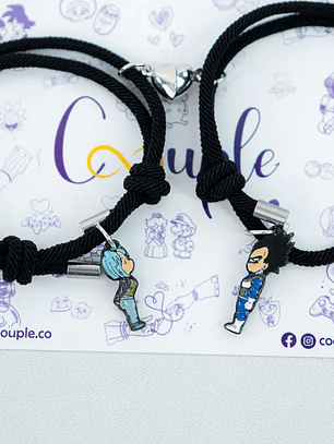 Pulseras lazo ajustable con imán de vegeta y bulma para parejas