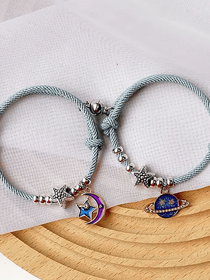 Pulseras luna estrella planeta magnética para pareja