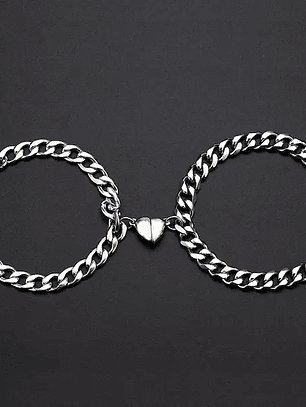 Pulseras de acero inoxidable magnética de corazón para pareja 