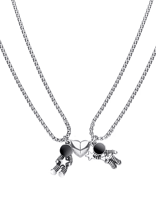 Collar de acero inoxidable magnético de astronautas con estrellas para parejas