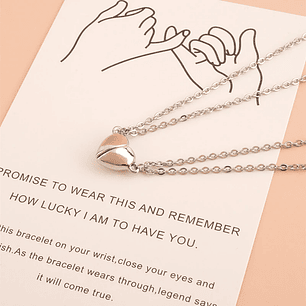 Collar de acero inoxidable magnético de corazon para parejas