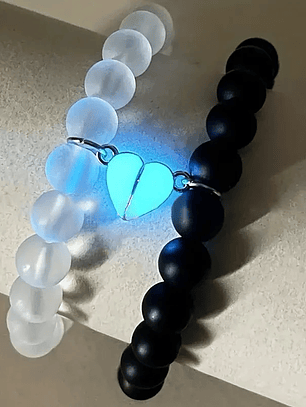 Pulseras corazón magnético luminoso que alumbra en la oscuridad para parejas
