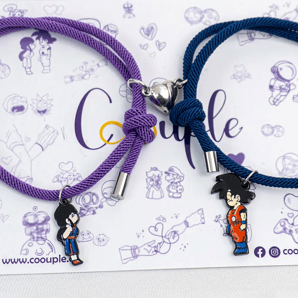 Pulseras lazo ajustable con imán de Goku y Milk para parejas 9