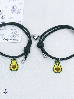 Pulseras lazo ajustable con imán de aguacates para parejas