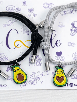 Pulseras lazo ajustable con imán de aguacates para parejas